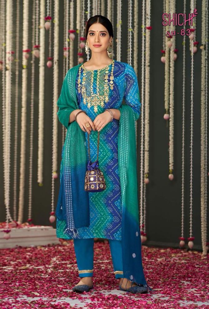 Shichi Bandhej Fancy Printed Festive Wear Wholesale Readymade Slawar Suits